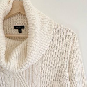 Talbots Cashmere Blend Cable Knit Turtleneck Sweater size M